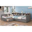 Lits simples peu encombrants avec rangement en bois, conception d'angle moderne et confortable, gris