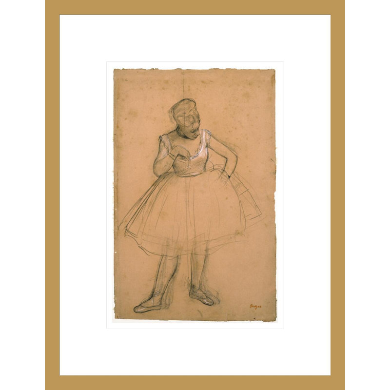 Danseuse de ballet ajustant son costume par Edgar Degas, impression giclée encadrée, H 16,75 po x l 12,9 po