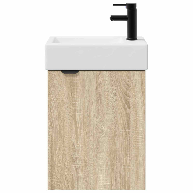 Single Bathroom Vanity with Ceramic Basin, Sonoma Oak
