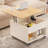 Lift-top Squar Coffee Table With Storage And Rolling Casters, Farmhouse Lifting Sofa Side Table Spacing Saving,Living Room Table For Living Room Bedroom,Wood And White Color