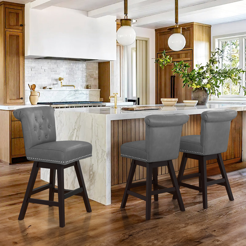 Tabouret de comptoir pivotant 25,8 po Aquetzalli, Gris, 3