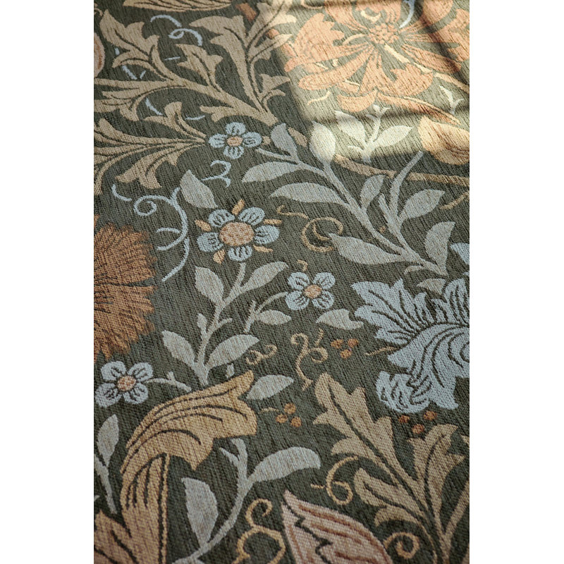 Floral Area Rug in Gold, Rectangle 6'7" x 9'2"