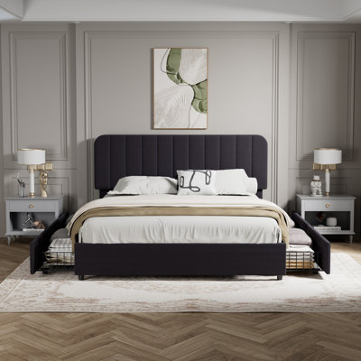 Huntsville 4-Drawer Velvet Upholstered Platform Bed