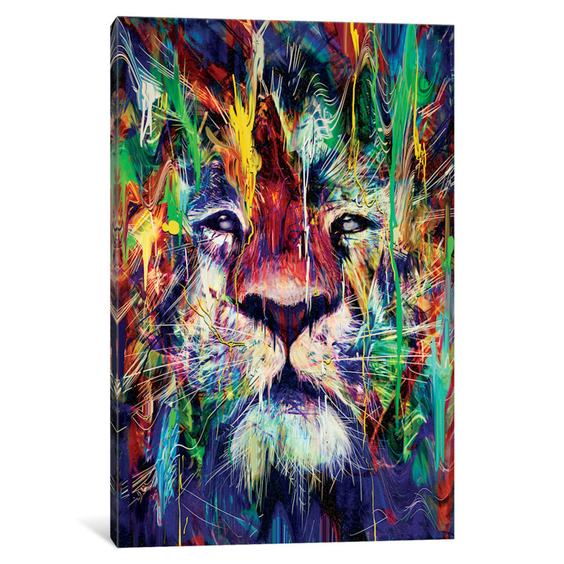 «Lion I» par Nicebleed, impression sur toile tendue, H 12 po x l 8 po x P 0,75 po, Toile