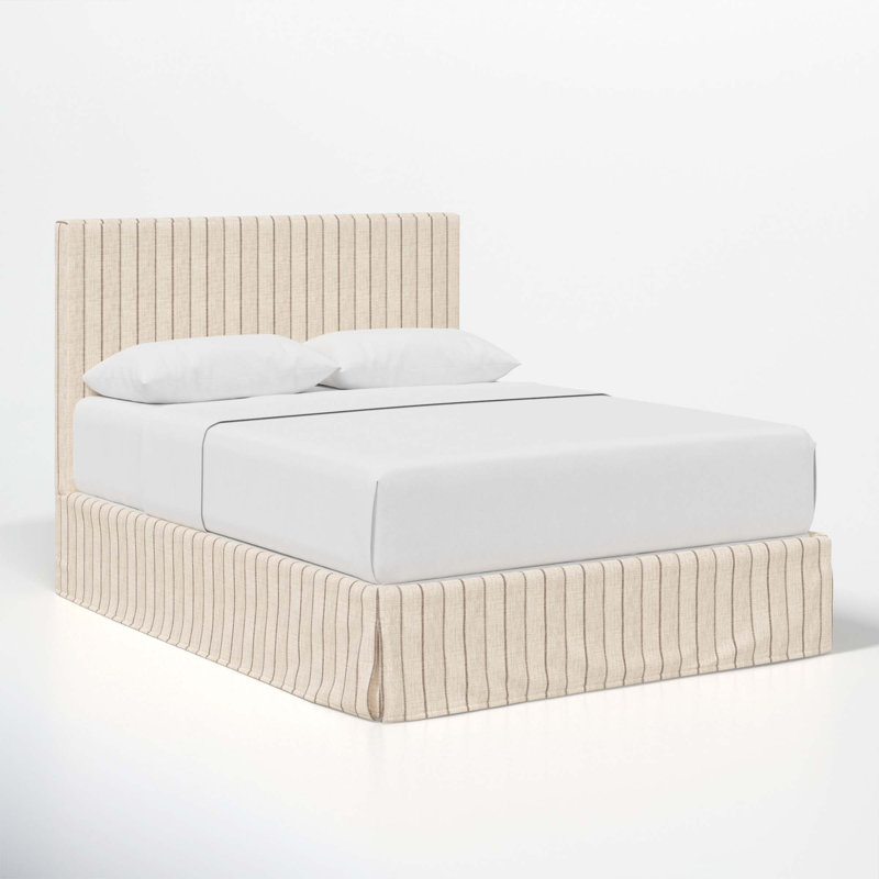 Lit tapissier Verona, Simple, Rayures gris anthracite Fritz