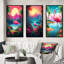 «Pink Flamingo In Tropical Landscape», 3 pièces sur toile-1051982014-1051982015