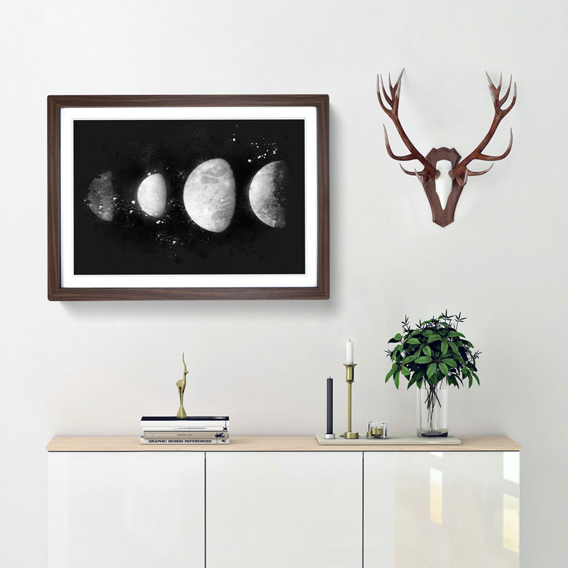 Moons Of Jupiter Paint Splash - Picture Frame Graphic Art, 33cm H x 45cm W x 2cm D, Walnut Framed