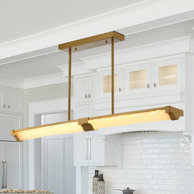 49.6" 1 - Light Gold LED Kitchen Island Pendant With Glass Shade