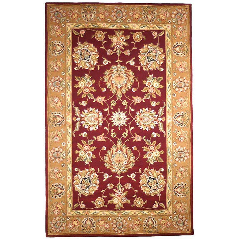 Handmade Red and Gold Tufted Wool Area Rug