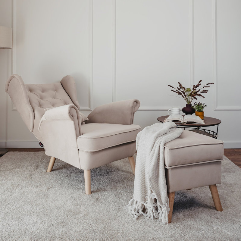 Upholstered Armchair, Beige