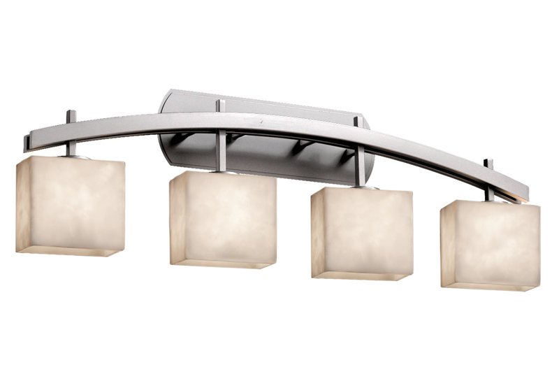 Éclairage pour salle de bain à intensité variable 4 lumières Brey, Nickel brossé