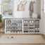 Banc de rangement pour chaussures avec coussin, banc de rangement pour hall d'entrée avec 24 casiers, armoire de rangement élargie de 9,5 po, support à casiers long pour le salon, la chambre à coucher, le vestibule, blanc-706671068-705587360