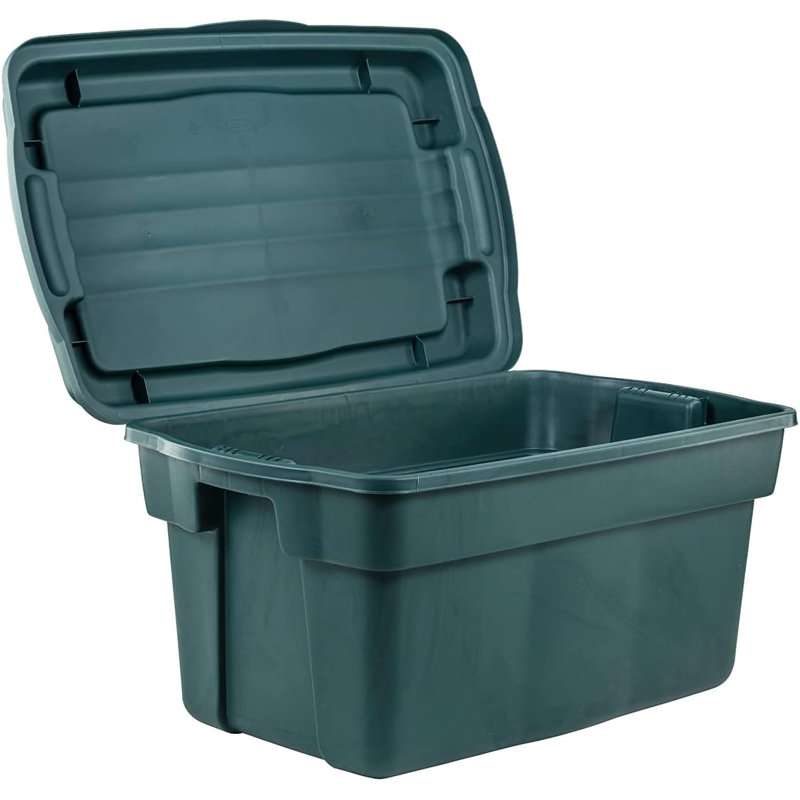 Eco Green Stackable Recycled Plastic Storage Bins with Lids, 37 Gal, Pack of 3