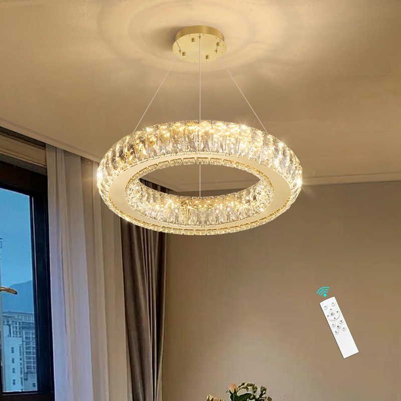 Lustre en cristal à intensité variable, Doré