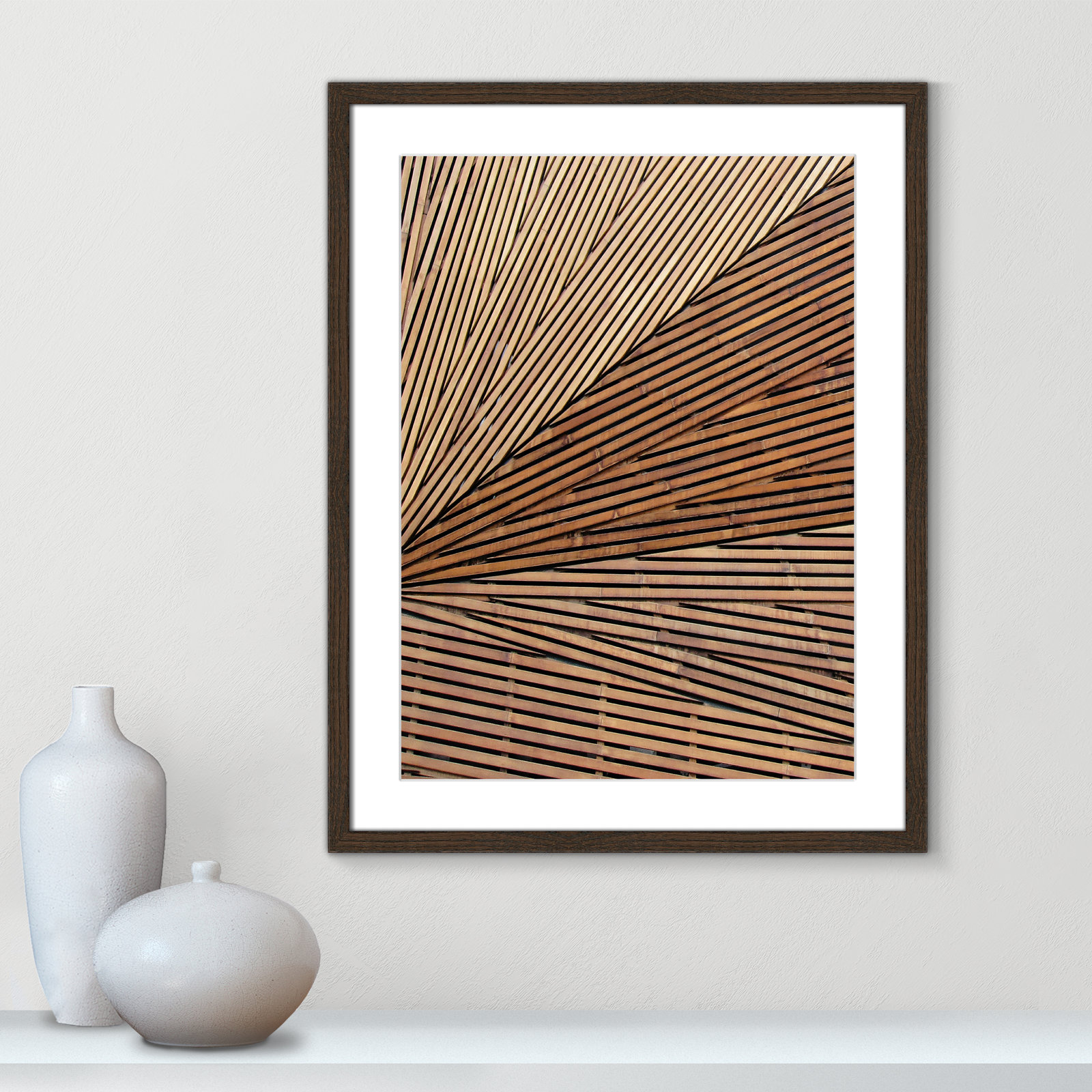 Fayette "Geometric Wood Panel 1" Print, 23" H x 17" W x 0.75" D, Walnut Wood Grain
