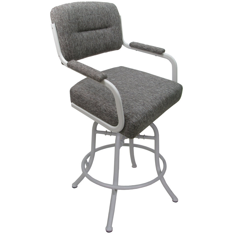 Tabouret de bar pivotant 30 po Jomiah, Blanc, Gris clair