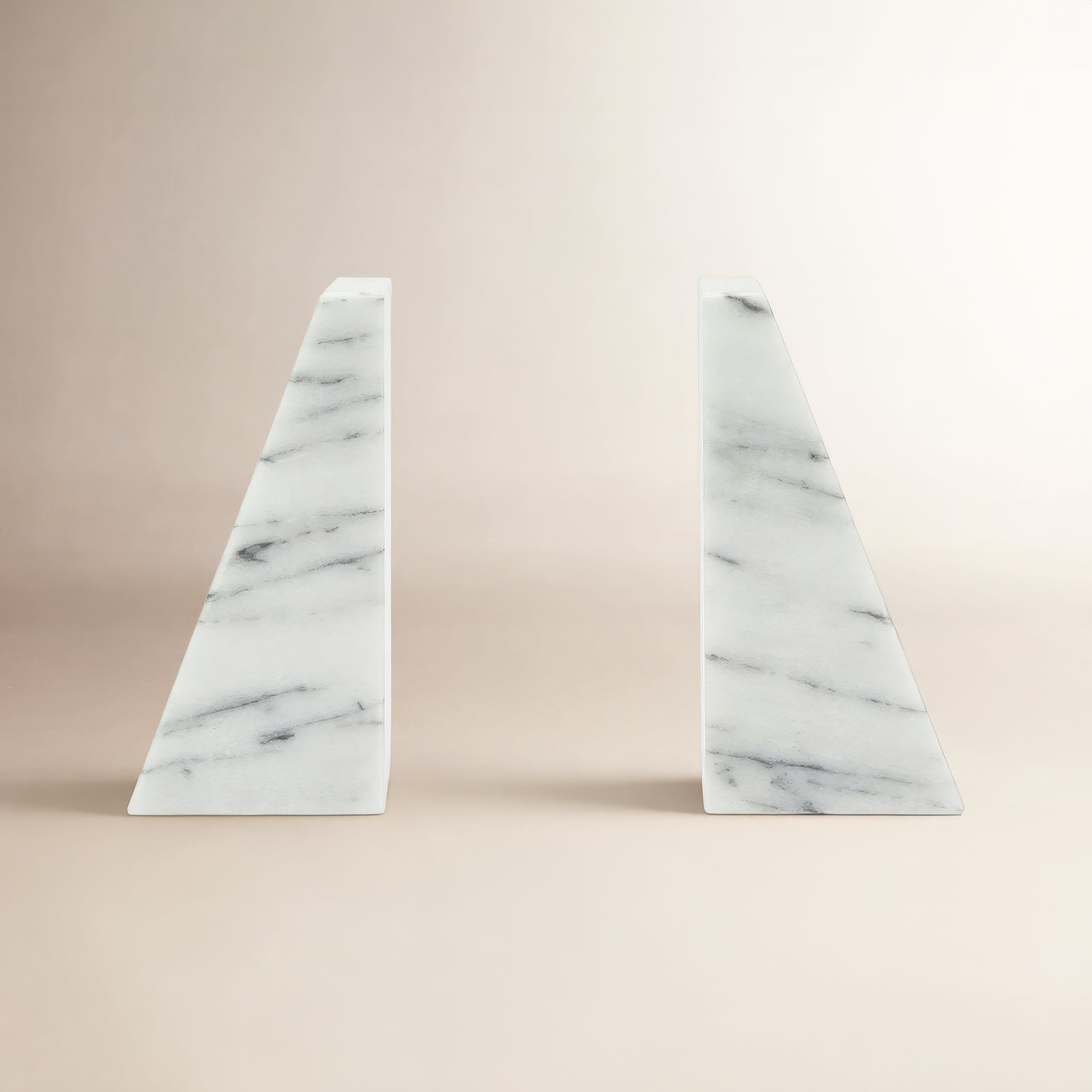 Genuine Marble Office Bookends, White