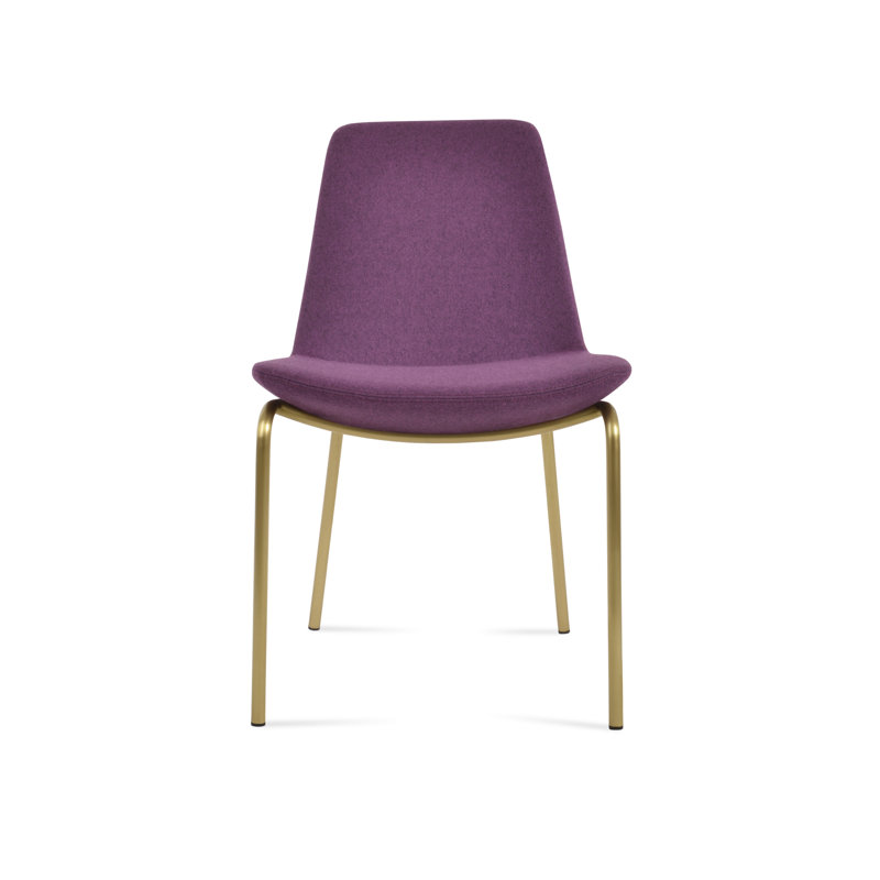 Chaise de salle à manger Eiffel Harris, Laiton, Laine marron foncé