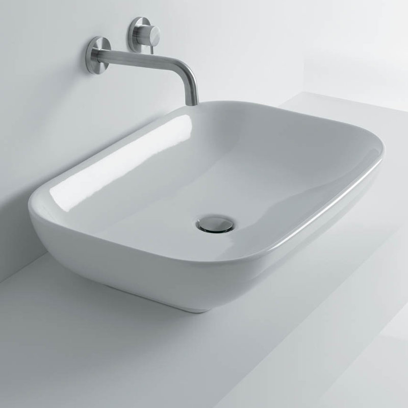 WS Bath Collections Ciotola 18.1'' White Ceramic Rectangular Bathroom Sink