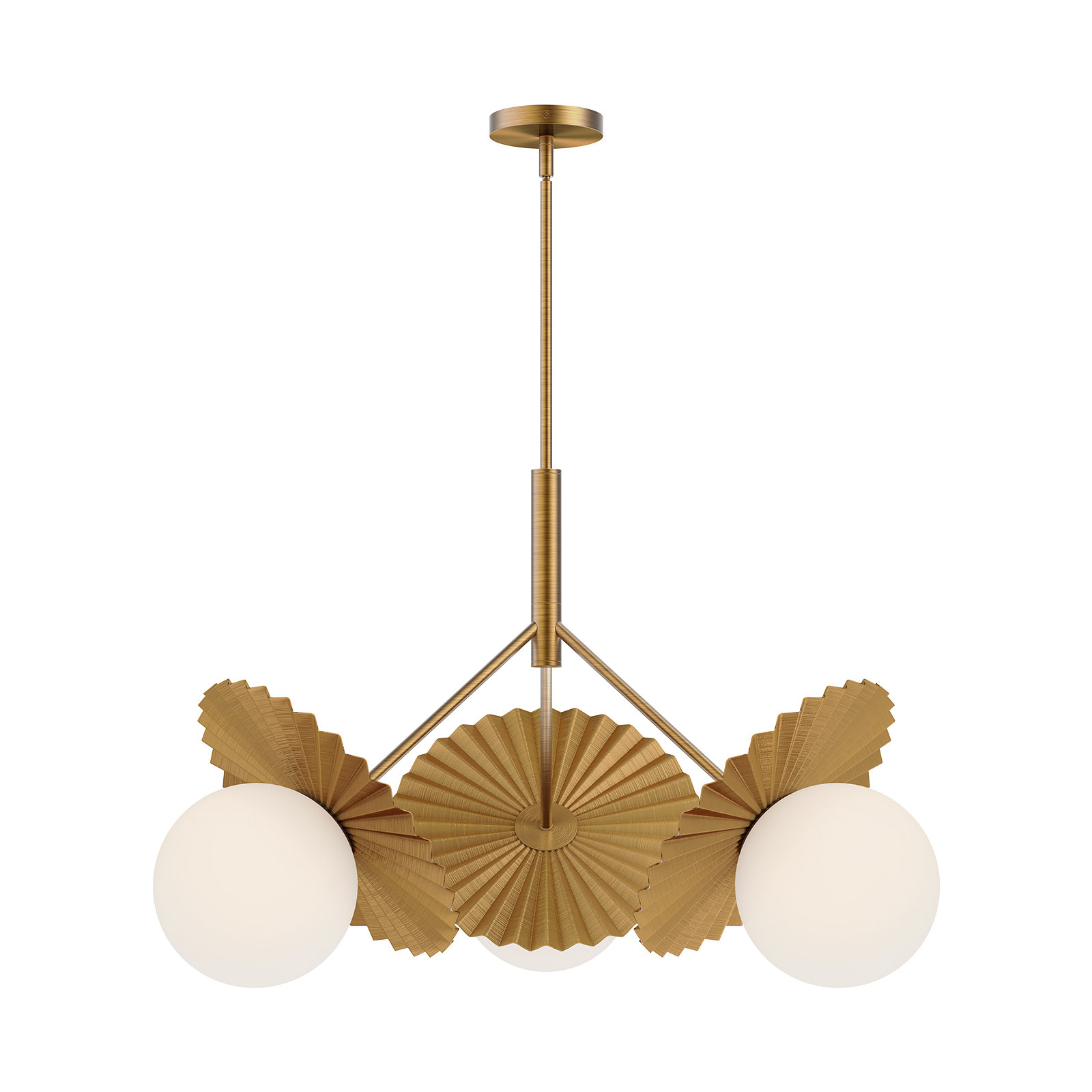 Laki 3 - Light Metal Chandelier, Brushed Gold, 20.88" H x 33.63" W x 33.63" D