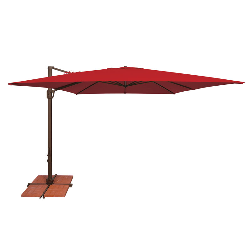Parasol carré en porte-à-faux 10 pi Darel, Toile Sunbrella® rouge Jockey, Bronze