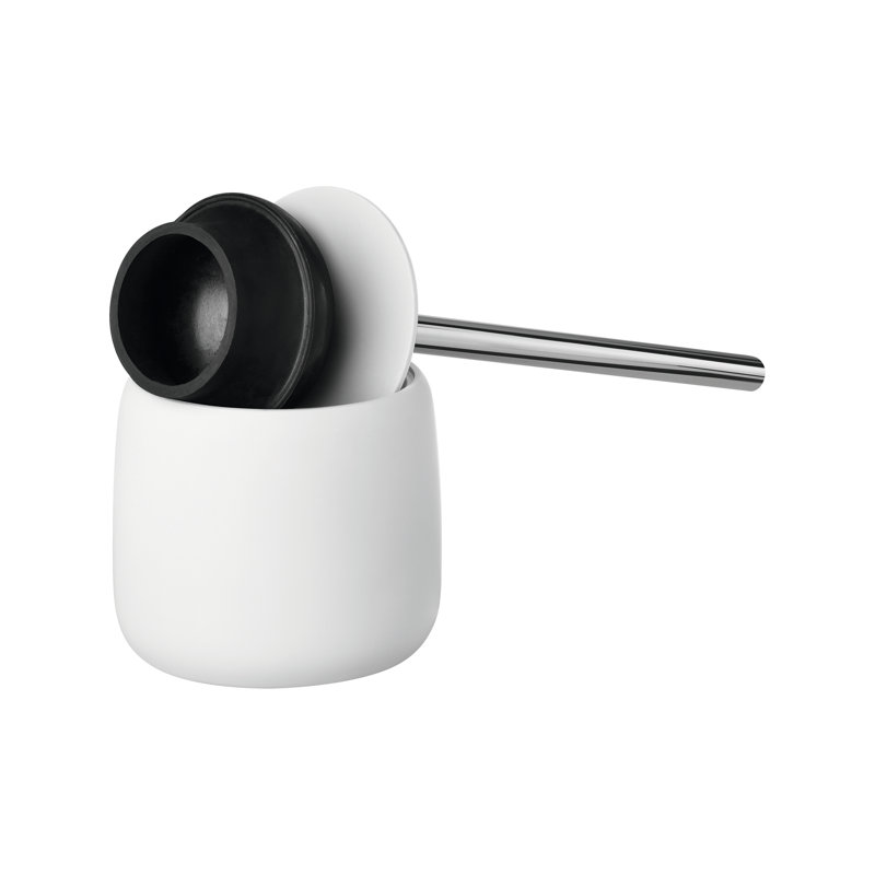 Sleek SONO 18" White Silicone & Stainless Steel Bathroom Plunger Set