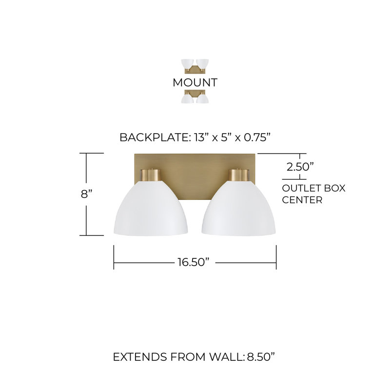 Éclairage pour meuble-lavabo à 2 lumières à intensité variable Ross, Blanc
