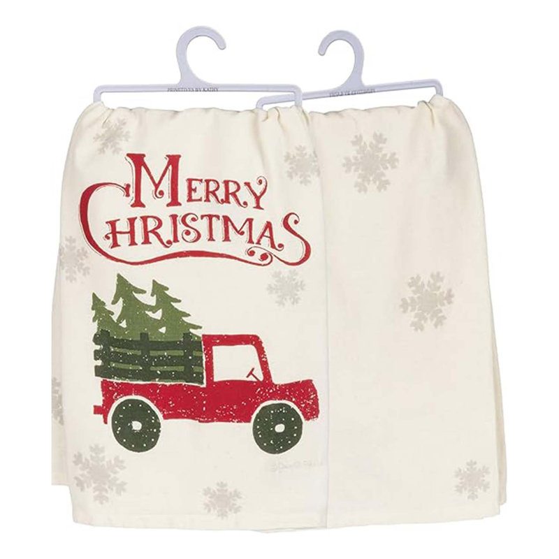  Rustic Holiday Dish Towel, 28 X 28-Inches, Christmas Truck
