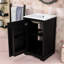 Meuble-lavabo simple en bois autoportant avec lavabo en céramique, tablette réglable et porte à fermeture en douceur-388324706