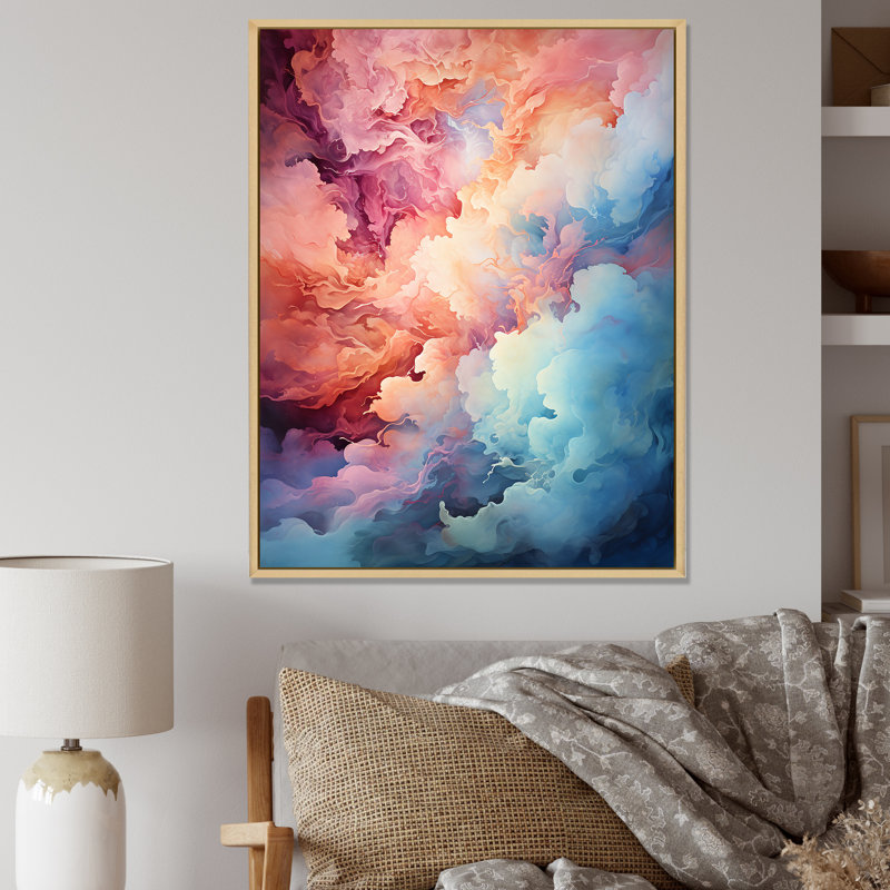 Abstrait galaxie céleste abstraite sur toile, H 20 po x l 12 po x P 1 po, Cadre naturel flottant