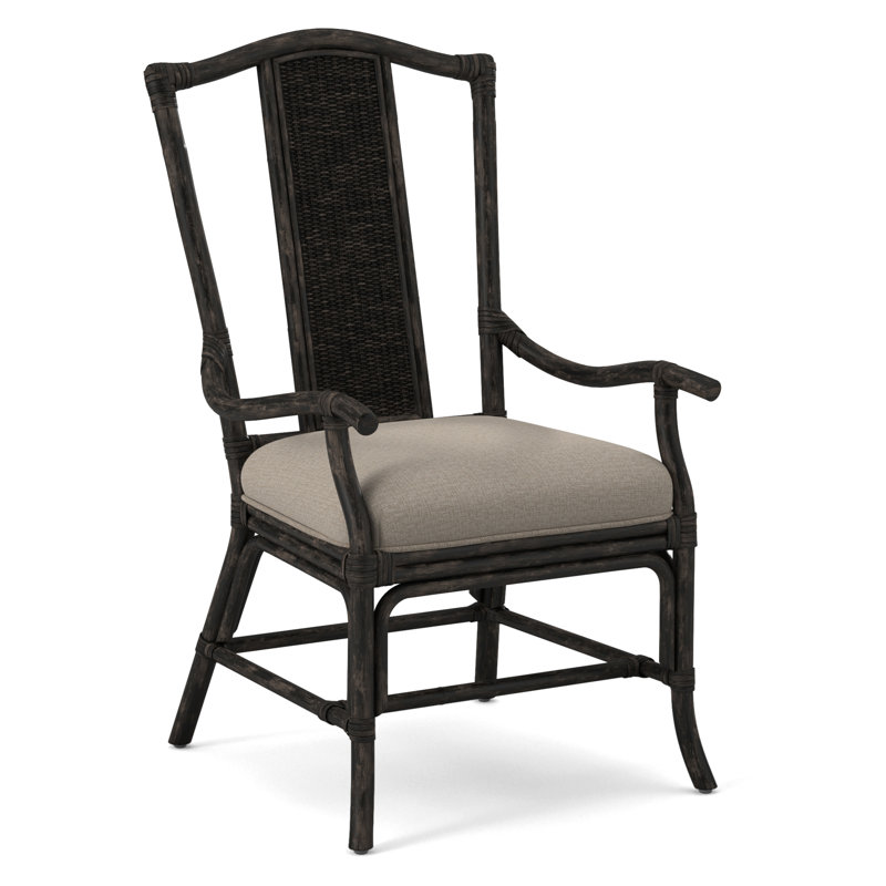 Chaise avec accoudoirs à dossier à lattes Drury Lane, Tissu beige performant; 0851-73, Noisette