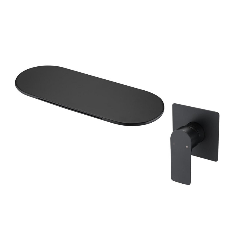 Robinet de salle de bain mural à une poignée, Noir mat