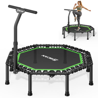 Trampoline octogonal rebondissant F3 Fitness Bcan Series BT3, capacité de 450 lb, grande surface de saut et poignée réglable pour la salle de gym à domicile