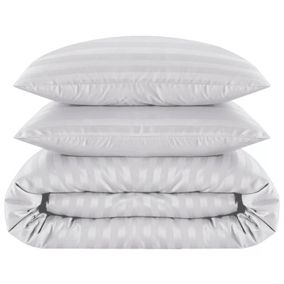 Renze Microfiber 250 TC Reversible Stripe Duvet Cover Set with Pillowcases