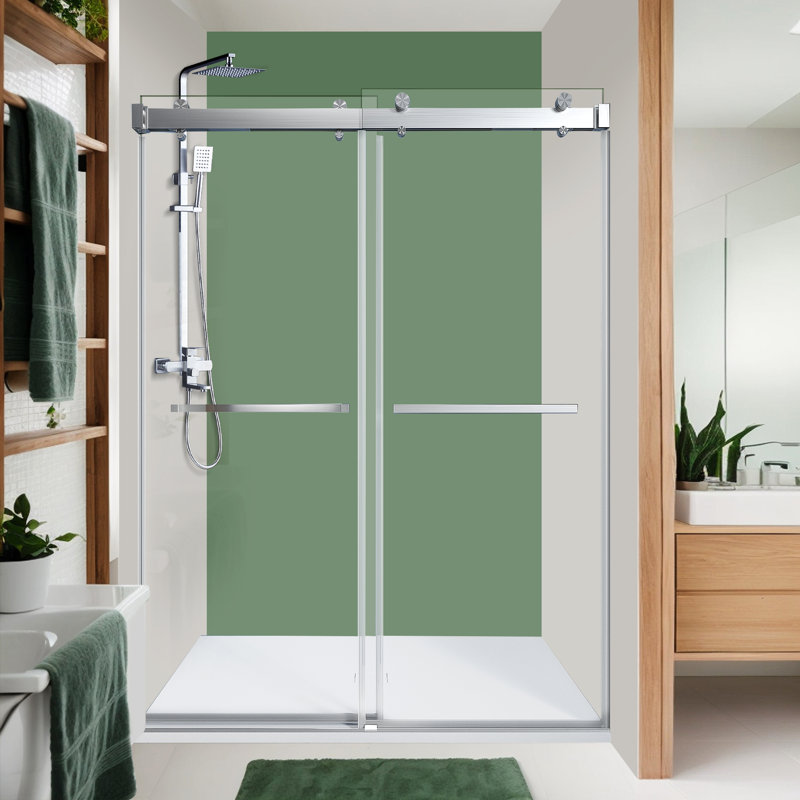 56-60"W X 72" H Double Sliding Soft-Closing Shower Door with 3/8" (10 mm) Tempered Glass, Brushed Nickel