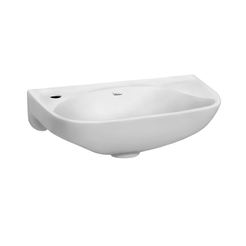 Whitehaus 10.125'' White U-Shaped Bathroom Sink, Left Hand
