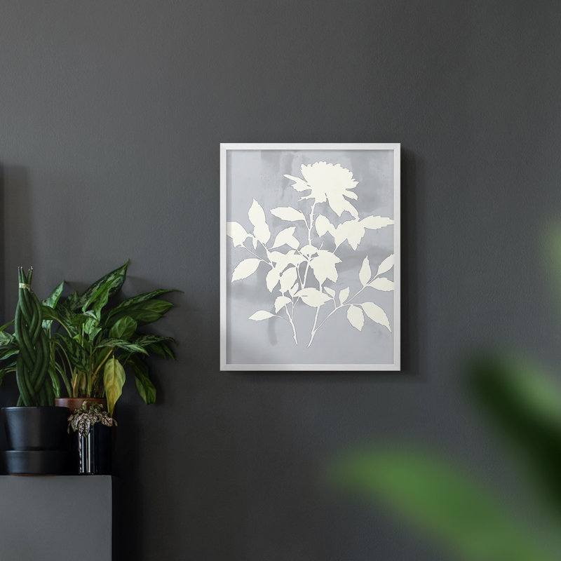 Série FLORAL - Impression encadrée de qualité supérieure - Prêt à accrocher - aucun clou requis, Blanc / Blanc