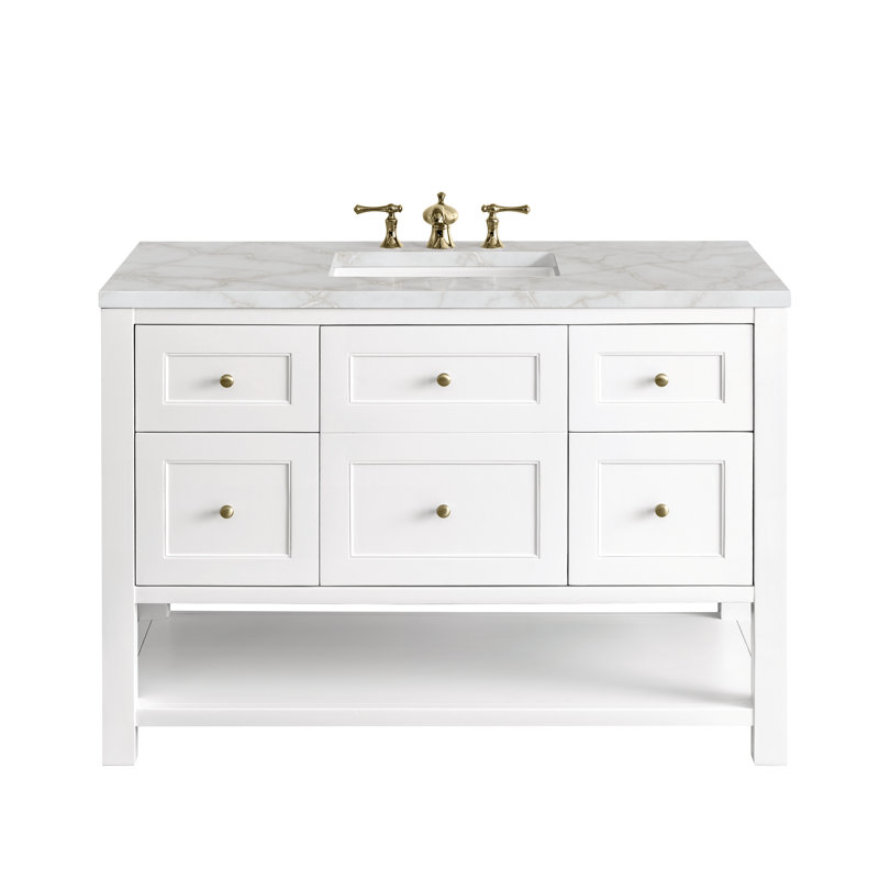Breckenridge 48'' W Single Vanity, Bright White, Victorian Silver, 8" Widespread