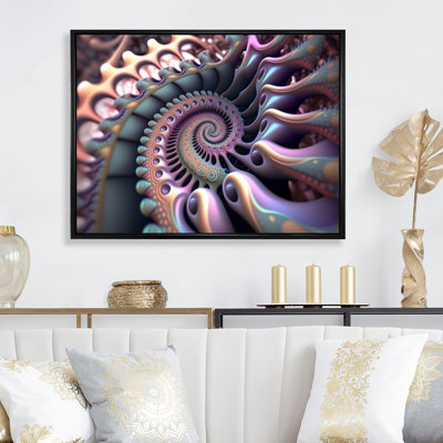 Turquoise et fractale rose IV - reproduction sur toile
