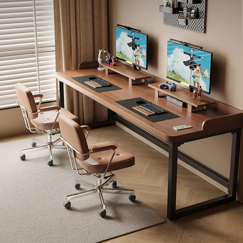 Bureau rectangulaire en bois massif brun clair, Marron clair, H 29,53 po x l 62,99 po x P 27,56 po