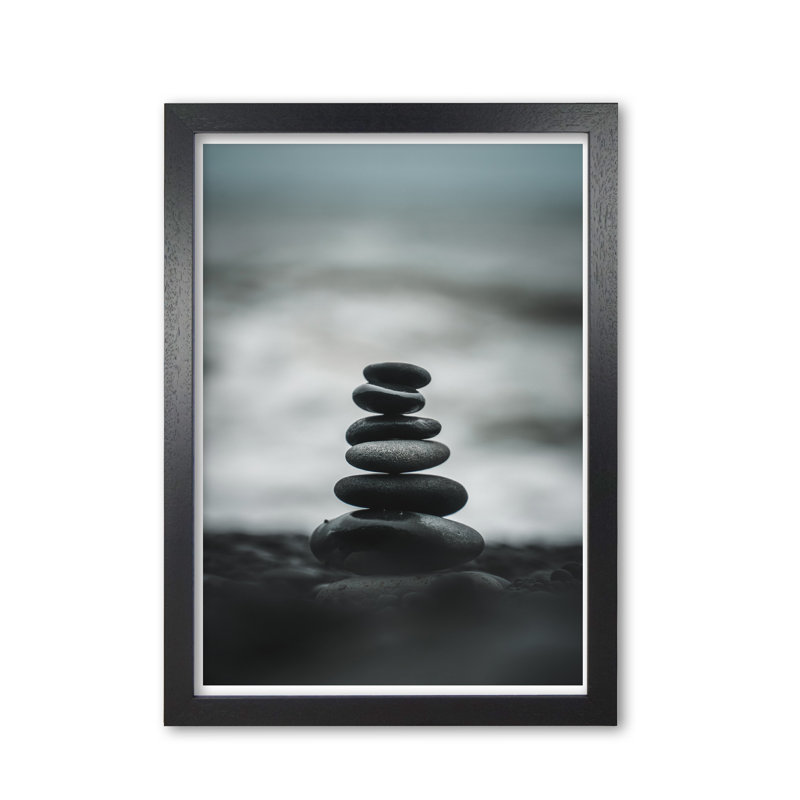 Pebble Stack - Print, Black Grain Frame, 42 cm H x 30 cm W x 5 cm D