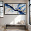 Toile imprimée encadrée extra large bleu marine, motif abstrait contemporain fluide-134385434-134385435