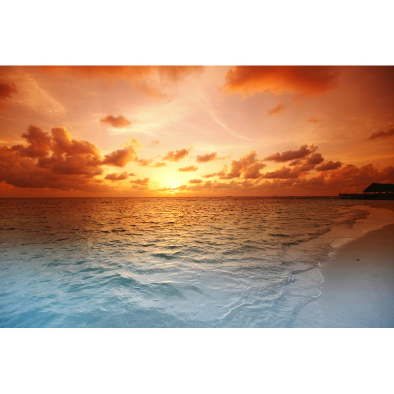 Sunset On Beach - Wrapped Canvas Print, 51cm H x 76cm W x 3.8cm D