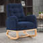 Chaise berçante d'appoint avec repose-pieds et poche de rangement | Chaise berçante à dossier haut bleu marine foncé | Méridienne en bois d'hévéa | pour chambre de bébé, salon | L 38 po x P 27 po x H 40 po-556794754