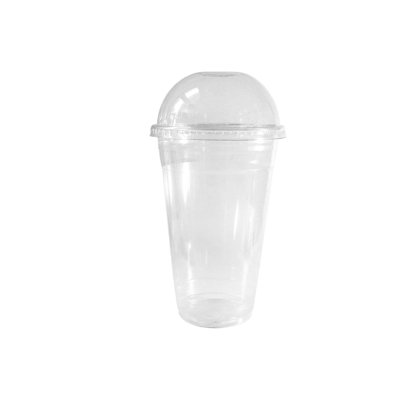 Petits gobelets jetables en plastique transparent de 12 oz avec couvercles en dôme pour Smoothie à froid, café glacé, parfait, jus, soda, cocktail et tasses de fête (400)
