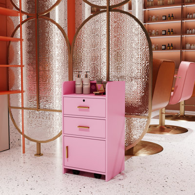 Pink Beauty Cabinet With 2 Drawers And 1 Functionality Spacious Inside