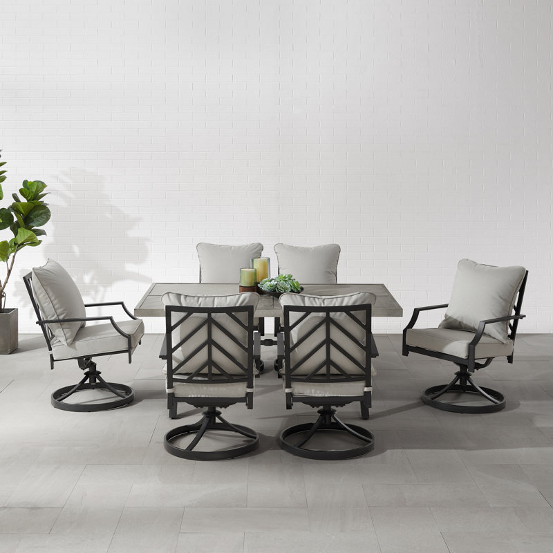 Bekbele 6 - Person Patio Dining Set with Rectangular Table , Cushions Included