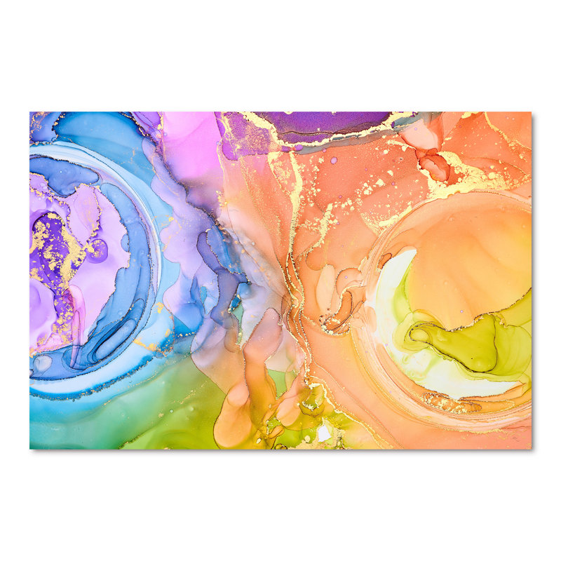 «Blue and Brown Luxury Abstract Fluid X», peinture sur toile, H 40 po x l 60 po, Toile tendue