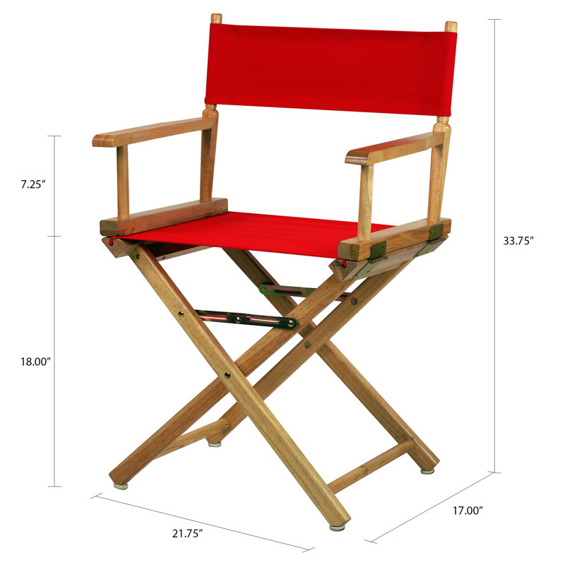 Chaise de réalisateur pliante 18 po, Naturel, Rouge