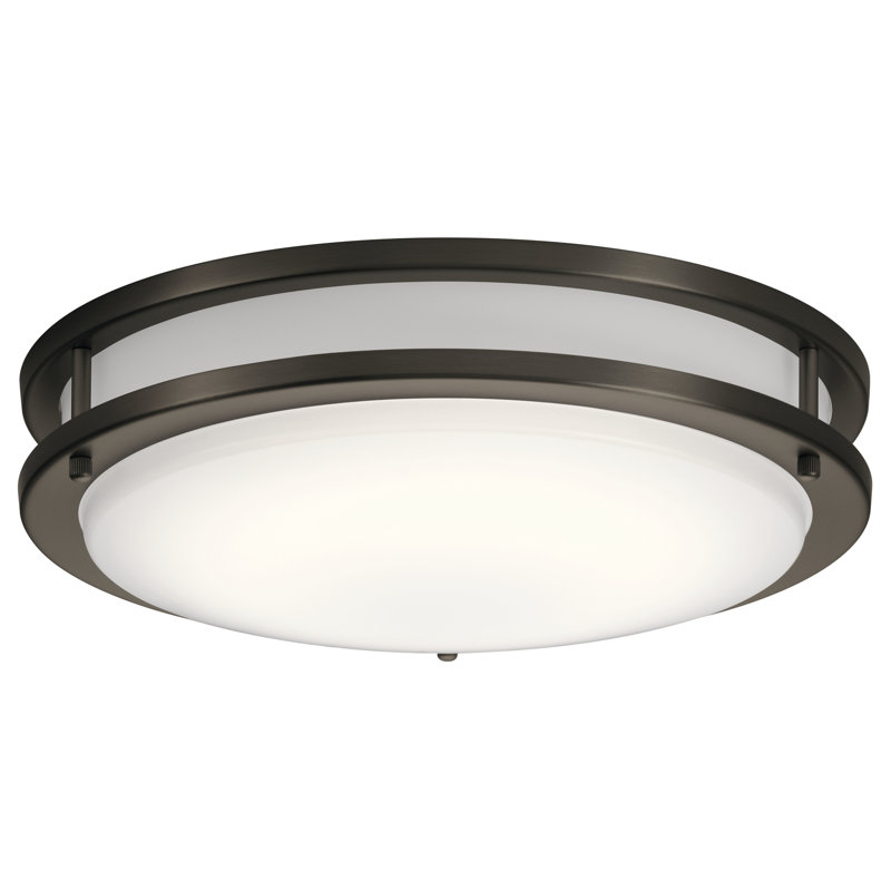 Plafonnier encastré simple à 1 lumière Marlton, H 3,75 po x l 14 po x P 3,88 po, Diffuseur en acrylique, Bronze vieilli